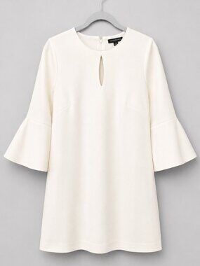 White House Black Market Ivory Bell Sleeve Shift Dress Size 6